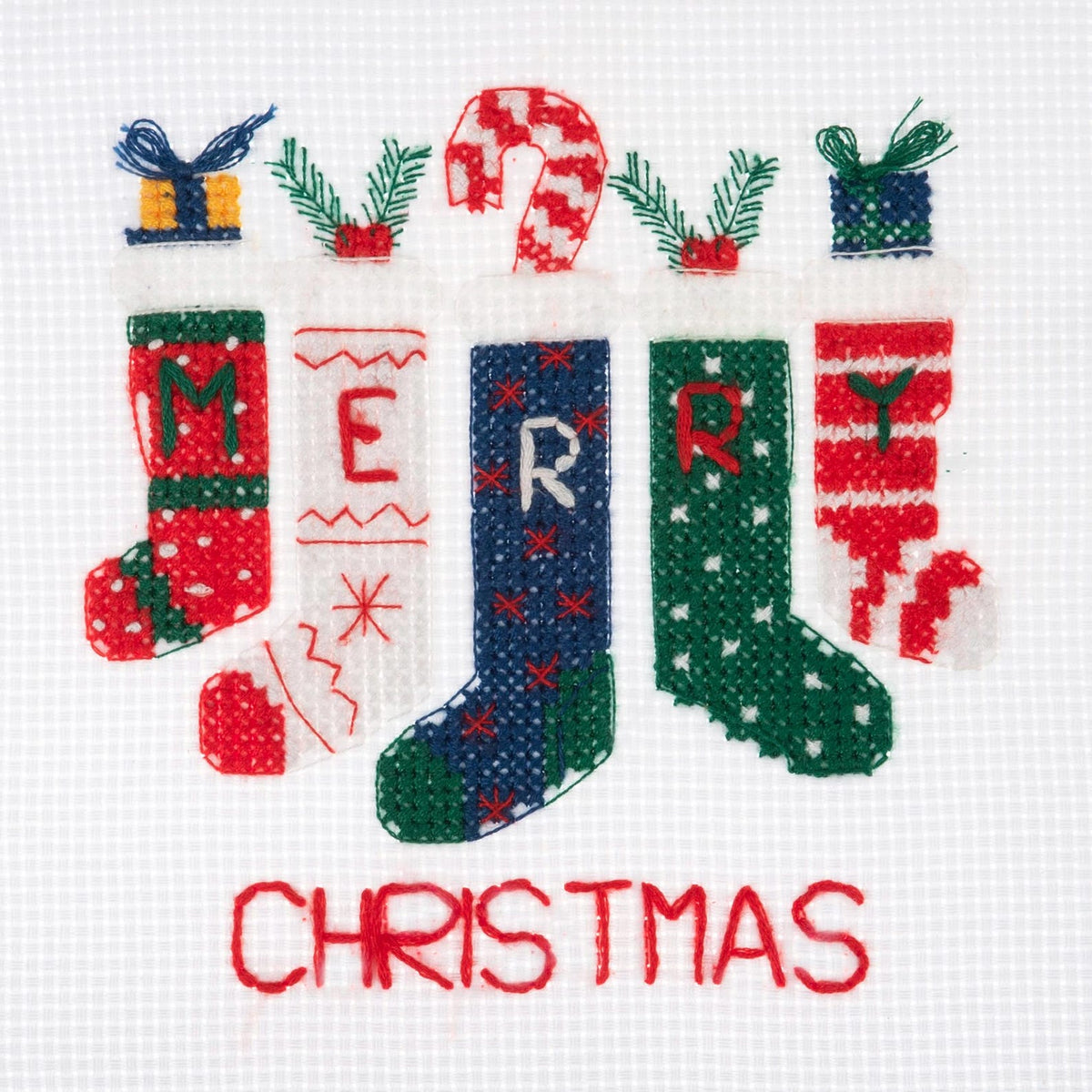 Trimits Mini Christmas Stockings Cross Stitch Kit-Finished Product