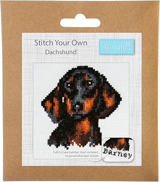 Trimits Mini Daschund Counted Cross Stitch Kit-Product Packaging