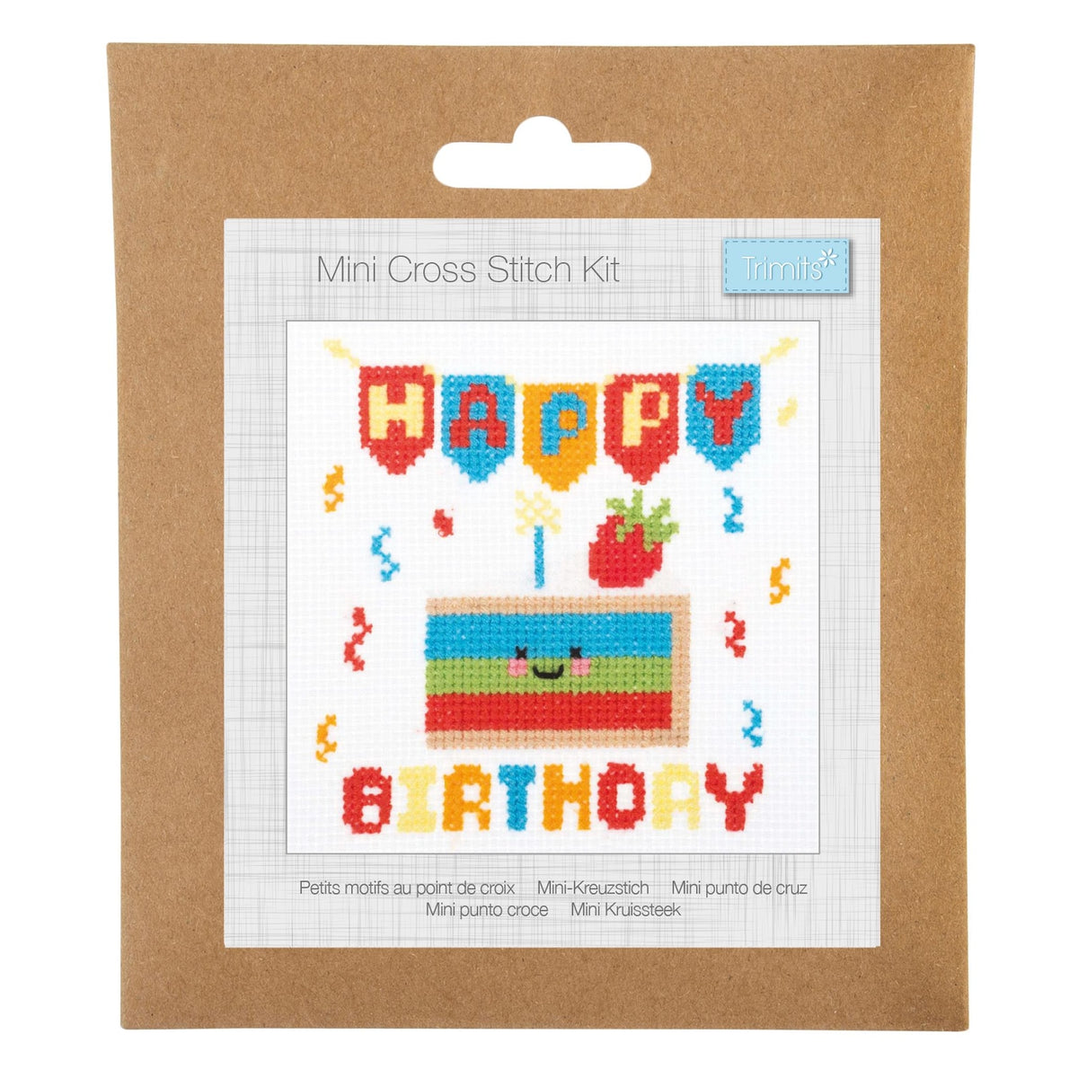 Trimits Mini Happy Birthday Cake Cross Stitch Kit-Product Packaging