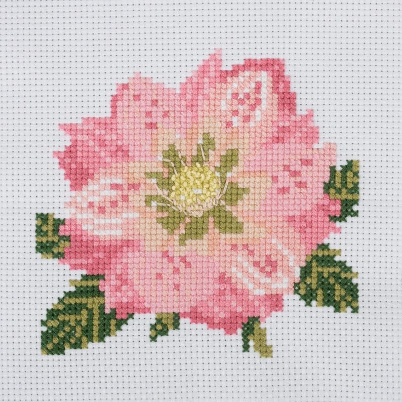Trimits Mini Helleborus Cross Stitch Kit-Finished Product
