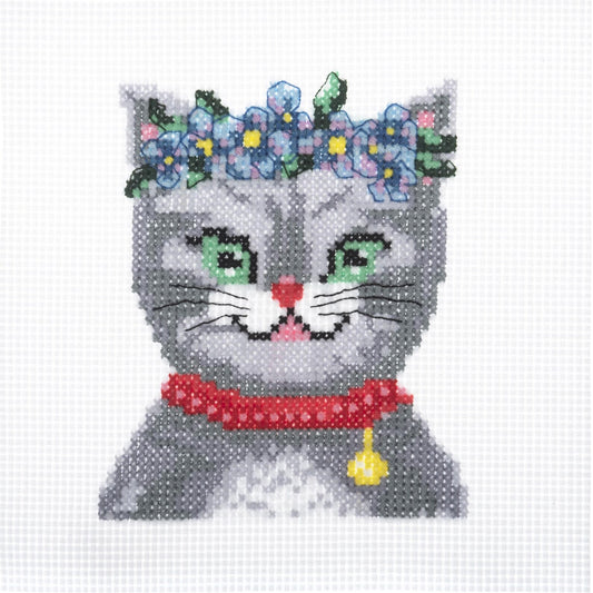 Trimits Mini Meow Cross Stitch Kit-Finished Product