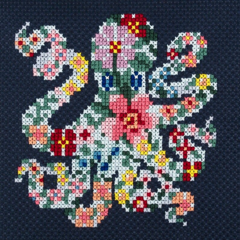 Trimits Mini Octopus Cross Stitch Kit-Finished Product