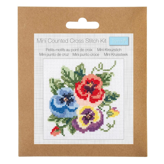 Trimits Mini Pansies Cross Stitch Kit-Product Packaging
