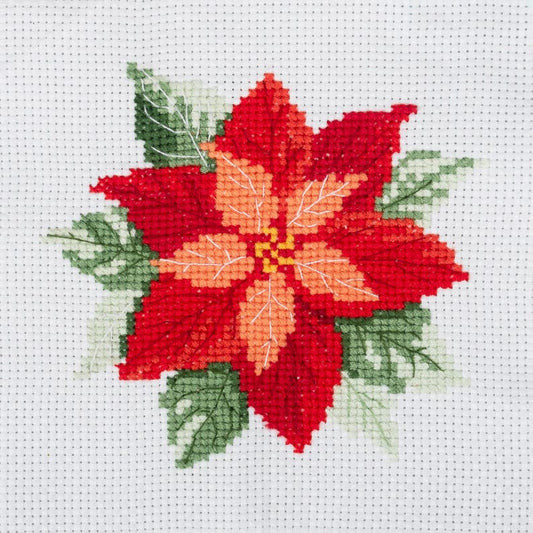 Trimits Mini Poinsettia Cross Stitch Kit-Finished Product