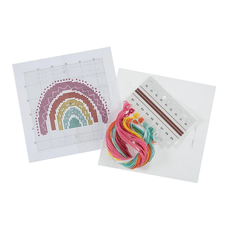 Trimits Mini Rainbow Cross Stitch Kit-Product Contents