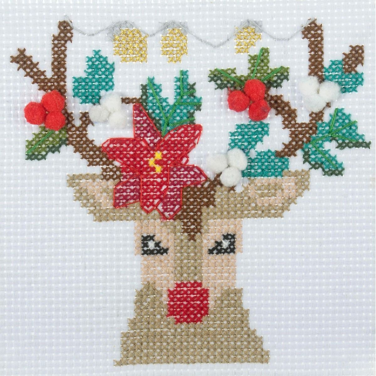 Trimits Mini Reindeer Cross Stitch Kit-Finished Product
