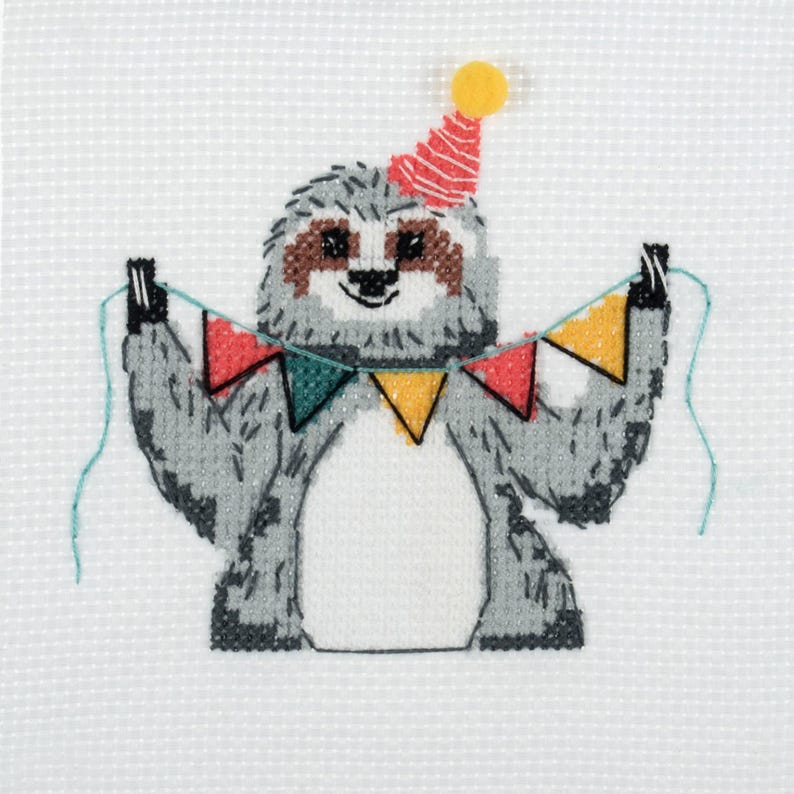 Trimits Mini Sloth Cross Stitch Kit-Finished Product