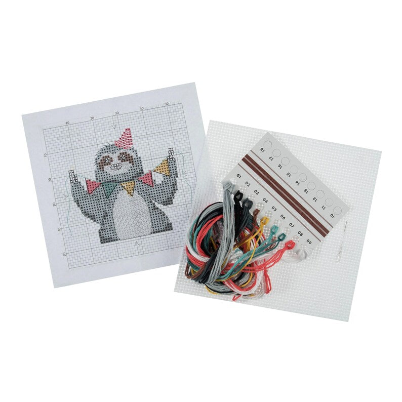 Trimits Mini Sloth Cross Stitch Kit-Product Contents