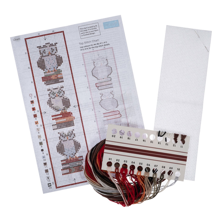 Trimits Owl Bookmark Counted Cross Stitch Kit- Product Contents