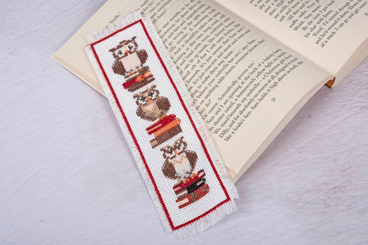 Trimits Owl Bookmark Counted Cross Stitch Kit- Product Display