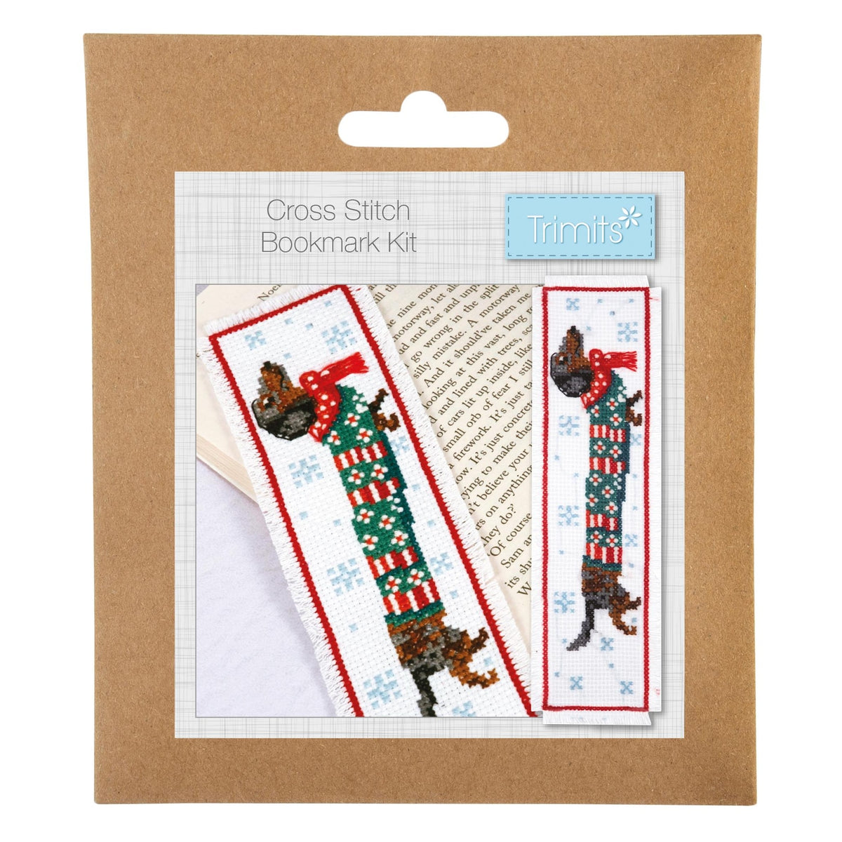 Trimits Sausage Dog Bookmark Counted Cross Stitch Kit-Product Packaging